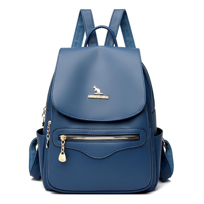 Freizeit-Doppelschultertasche, Weiche Lederschulranzen, Outdoor-Reisetasche, Damen-Tasche