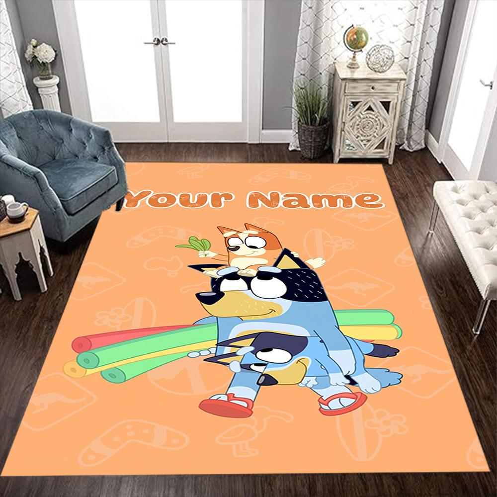 Bluey Customize Text Floor Mat Suitable for Bedrooms Living Rooms Dining Room Balcony Antislip Carpet Anime Office Decor