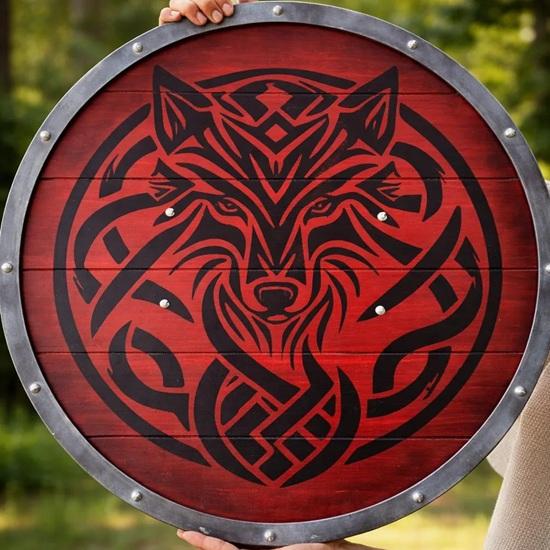 Handcrafted Viking Wolf Shield Norse Wall Decor, Cosplay Home decor