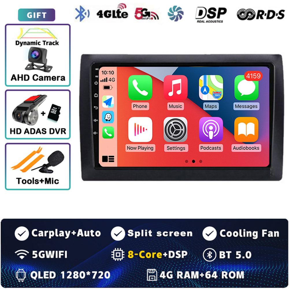 Android 14 Car Radio For Fiat Stilo 2002 - 2010 Player Multimedia GPS Navigation Stereo CarPlay Auto Video WIFI+4G BT DSP 2 DIN