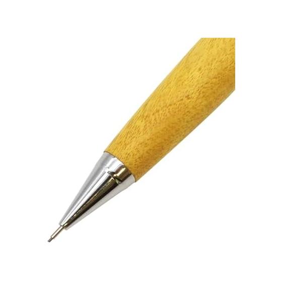 Limited Edition 002SV Wooden Mechanical Pencil 0.5mm Haze Natural Wood Shimada Small Cut Lumber Natural Oil Handcrafted Exquisite Item Silver