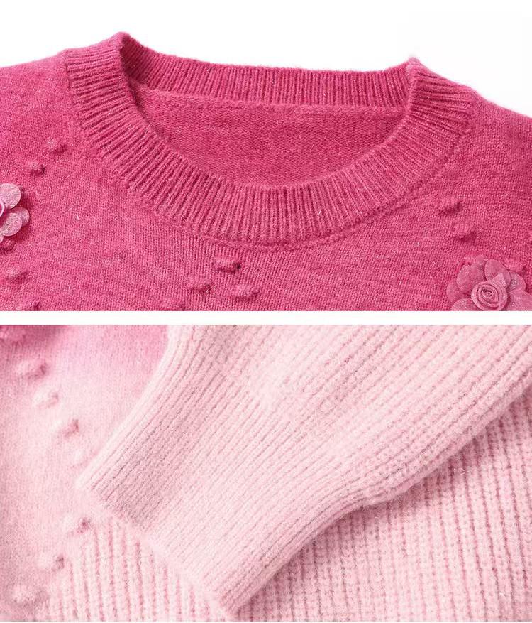 2025 Women's 3D Gradient Wool Sweater, Autumn/Winter, Long-Sleeve, Loose Fit