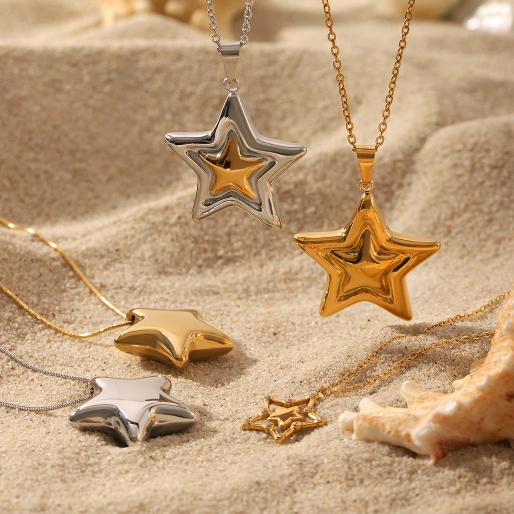 Hot-selling Five-pointed Star Pendant Stainless Steel Necklace, Premium Star Clavicle Chain, Titanium Steel Star Neck Chain