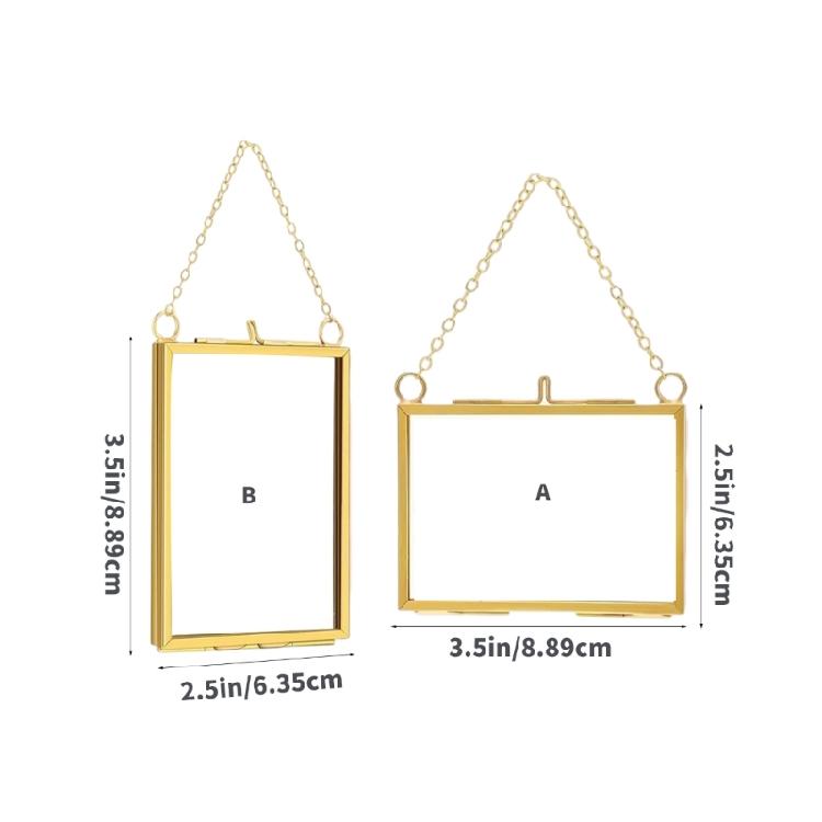 2Pcs Square Metal Glass Photo Frame Wall Hanging Dried Flower Display Holder Case For Pressed Flower and Home Decoration