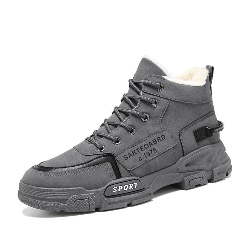 

Men s boots winter warm plus velvet high-top Joker casual cotton boots fashion youth soft-sole non-slip outdoor snow work boots 40