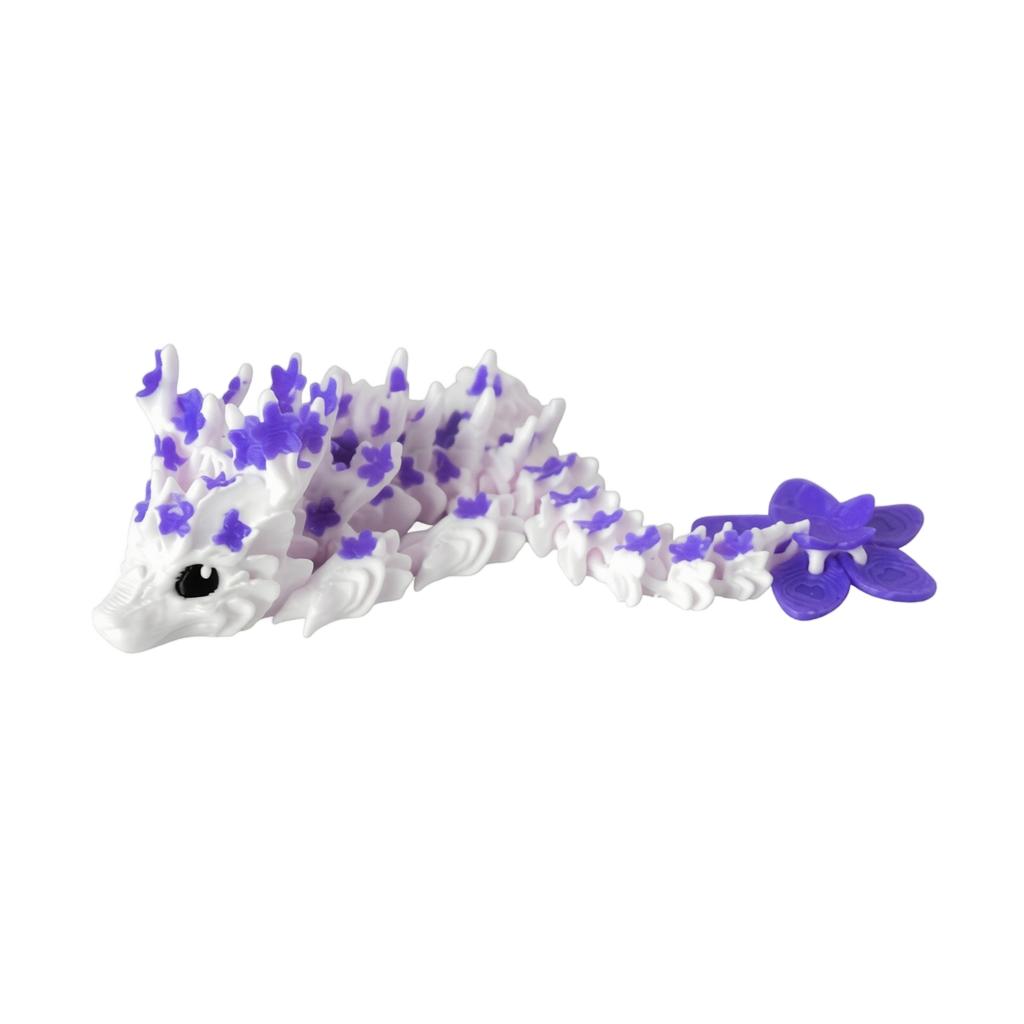 3D Printed Dragon Figurine with Sakura Flower Design 15cm Decorative Sculpture for Home Office Desk Display Collectible Art Piece