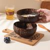 Natural Coconut Shell Bowl Polished Wood Bowl for Smoothie Yogurt Dessert Sugar Water Fruit Salad Oatmeal Milkshake