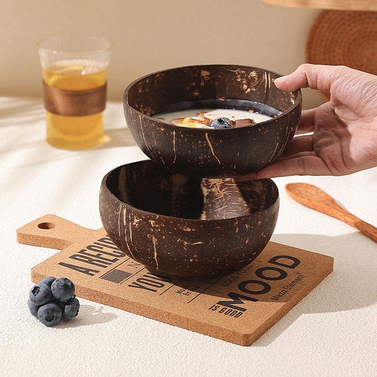 Natural Coconut Shell Bowl Polished Wood Bowl for Smoothie Yogurt Dessert Sugar Water Fruit Salad Oatmeal Milkshake