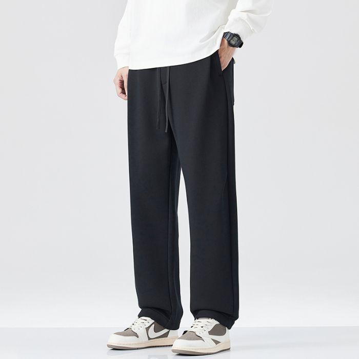Men's Trendy Fleece-Lined Loose Straight-Leg Casual Pants - Autumn/Winter Japanese Retro Style
