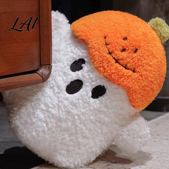 Fluffy Decorative Throw Pillow Pumpkin Ghost Plush Doll Soft Stuffed Toy for Halloween Decoration Spooky Cute Room Decor Pillow Holiday Gift