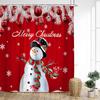 Forest Cute Snowman Shower Curtain Red Bird Berry Squirrel Winter Snow Christmas Bath Curtains Fabric Bathroom Decor with Hooks