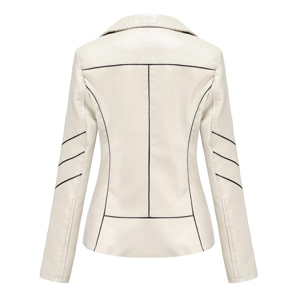 2024 Women's Exclusive PU Leather Motorcycle Jacket - Thin Short Design for Spring and Autumn