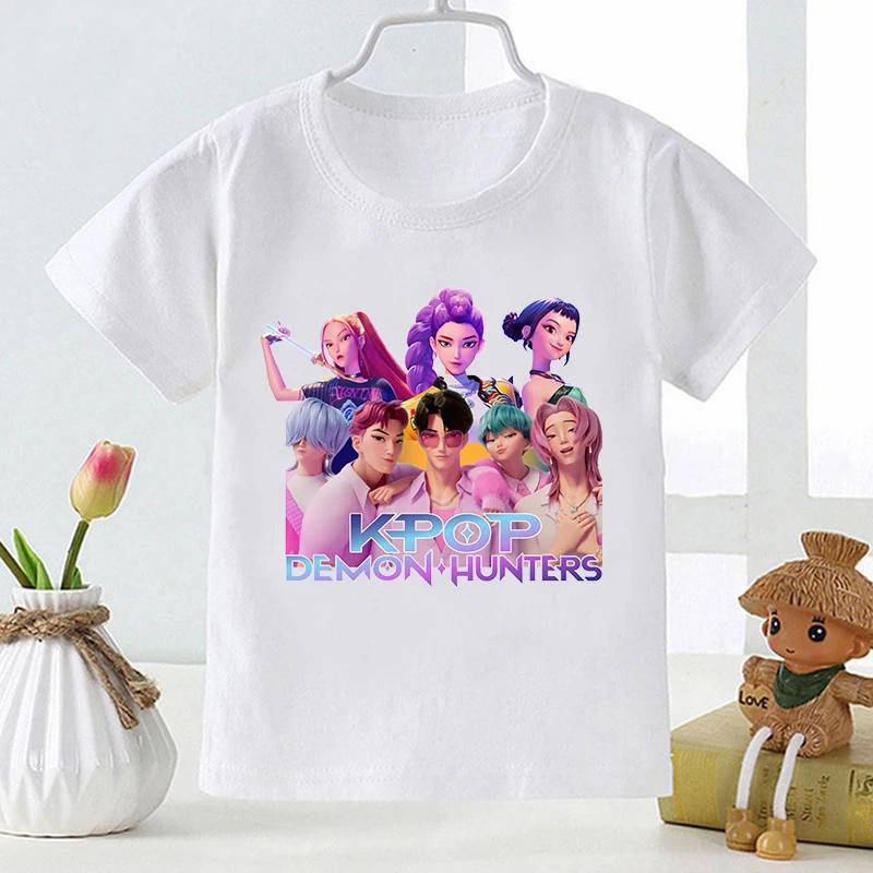 Kpop Devil Hunter Print Children's T-Shirt Spring/Summer for Girls and Boys