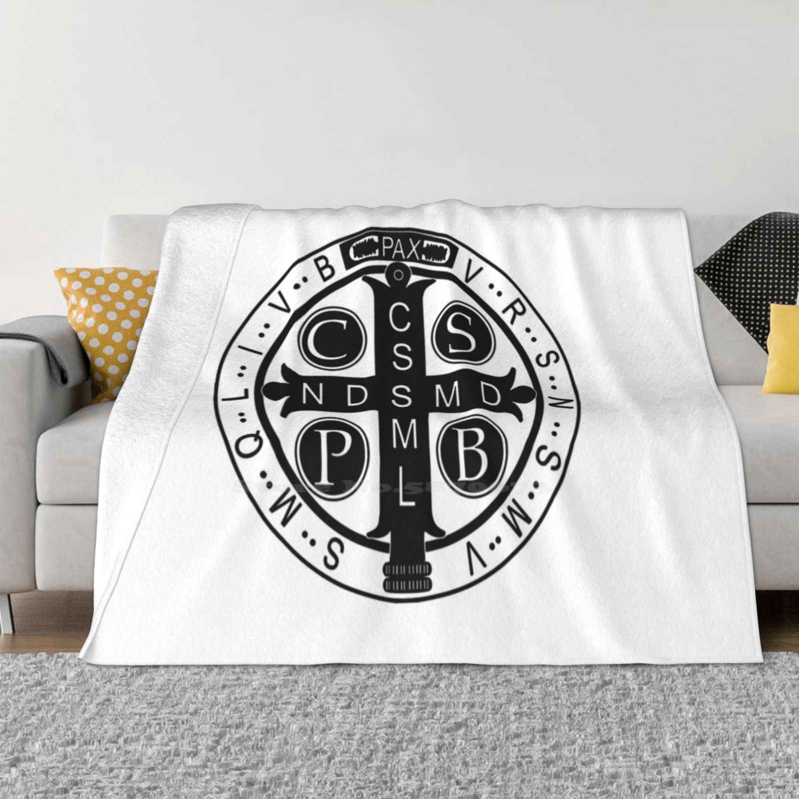 Saint Benedict Medal Top Quality Comfortable Bed Sofa Soft Blanket Saints Saint Medal Protection Medals Angel Church Symbol 30x40in