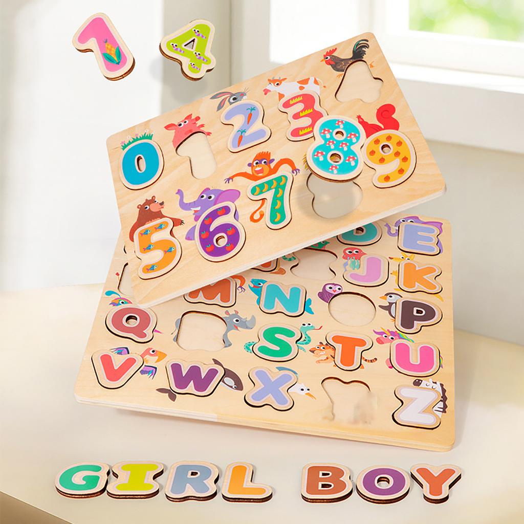 Early Childhood Education Capital Letter Matching Puzzle Baby Learning Digital Calculation Hand Grasping Puzzle Board Educational Toy