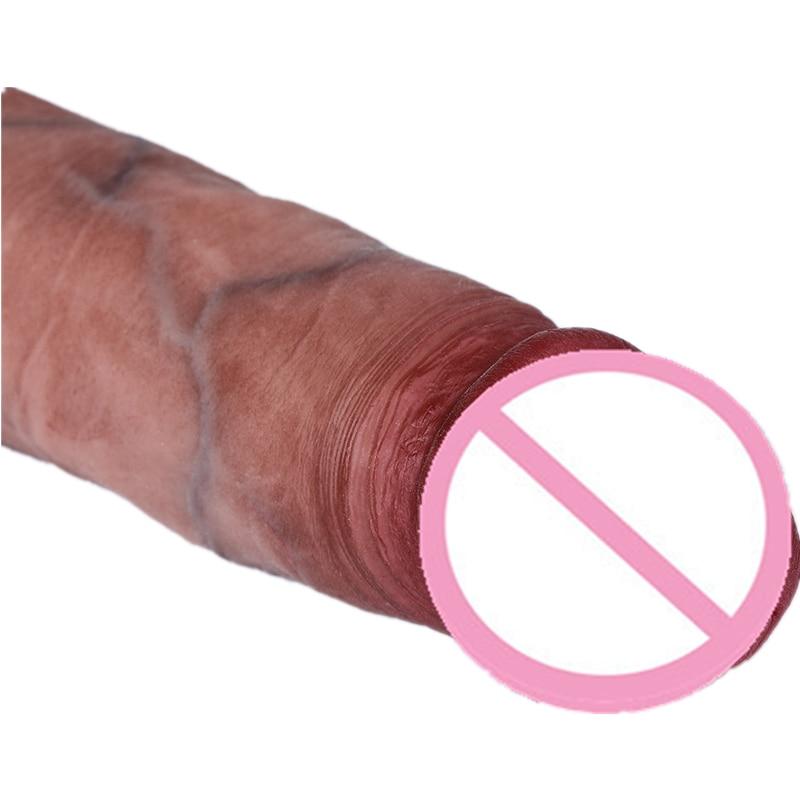 18.5cm Simulation Dildo Realistic Sliding Foreskin G Spot Stimulate Soft Silicone Penis Soft Huge Big Dick Suction Cup Sex Toys