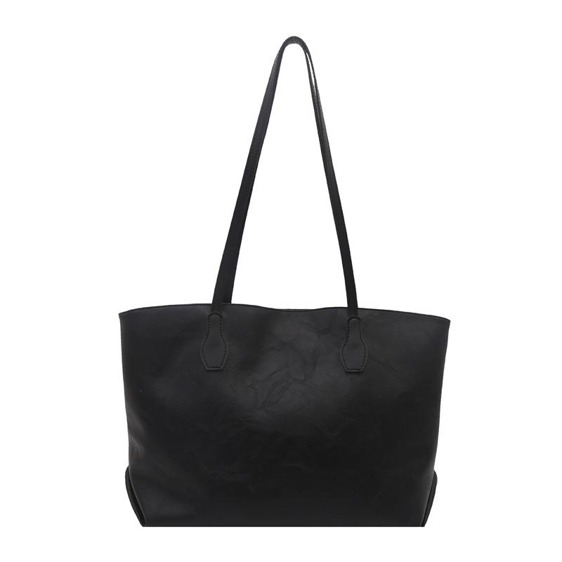 

Женская сумка большой вместимости повседневная новая модная модная сумка-тоут через плечо однотонная простая сумка чёрный