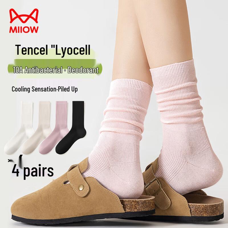 MaoRen Women s Lyocell Tencel Cooling Slouch Socks (4-Pack) One Size