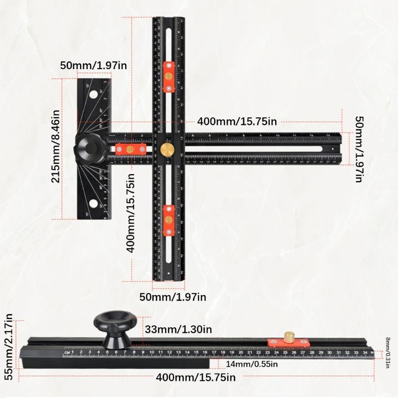 Aluminum T Square For Woodworking With Automatic Locking Feature And Multiple Angles Measurement Tool Precisions Ruler