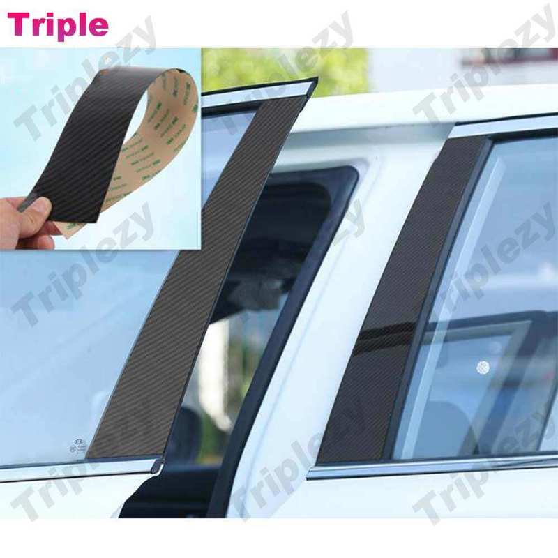 6Pcs Glossy Black/Carobn Fiber Car Door Window B C Pillar Post Sticker Trim Mirror Effect Film For Mazda CX-30 CX30 -