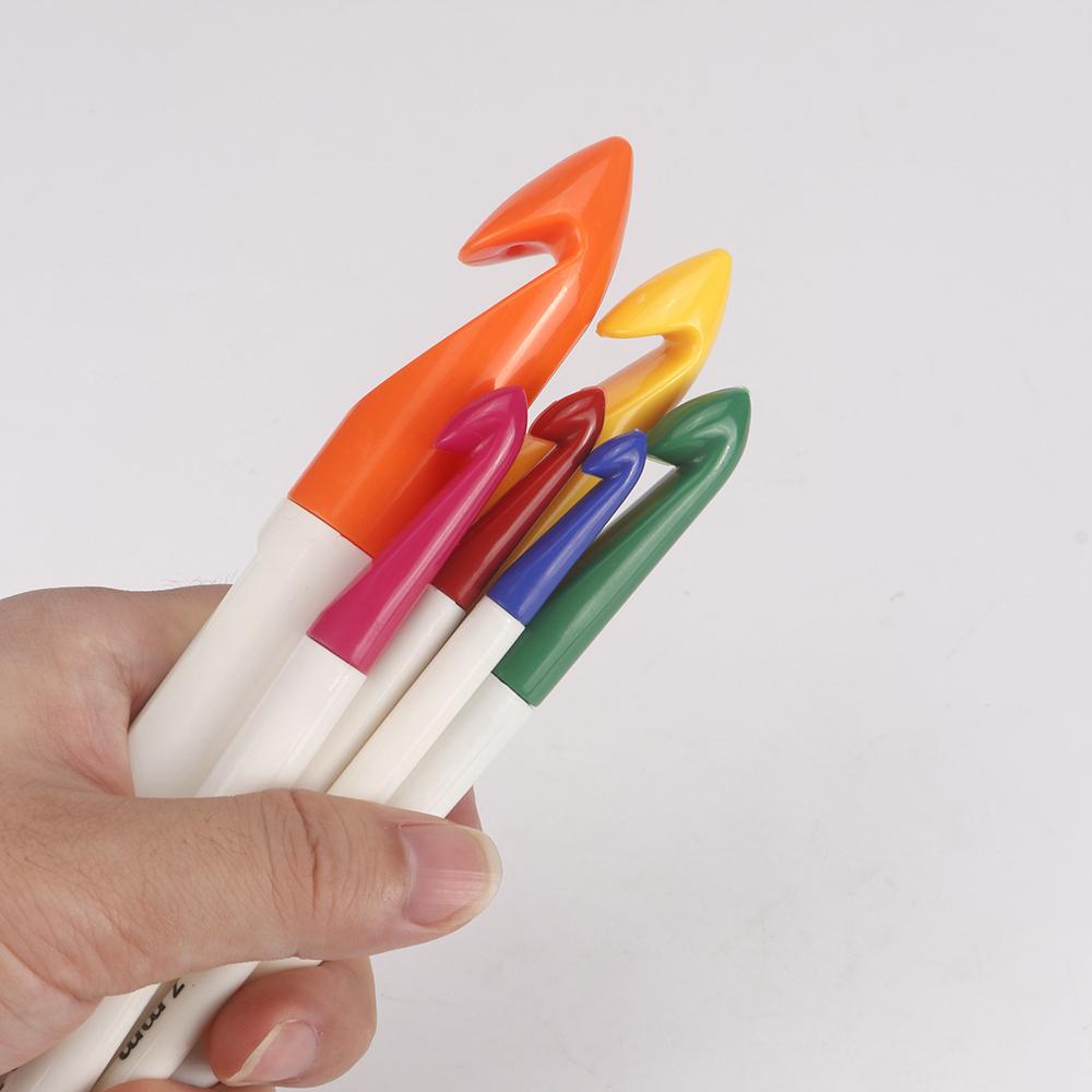 1set thick hollow plastic crochet hooks, sweater needles for DIY hand knitting & weaving, single pointed crochet hook tool set