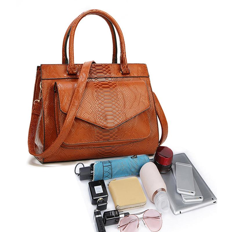 Mode PU Leder Serpentine Umhängetaschen Große Casual Tote Schlange Geprägte Haut Große Umhängetasche Messenger Bag Handtaschen Frauen Taschen mit Top-griff