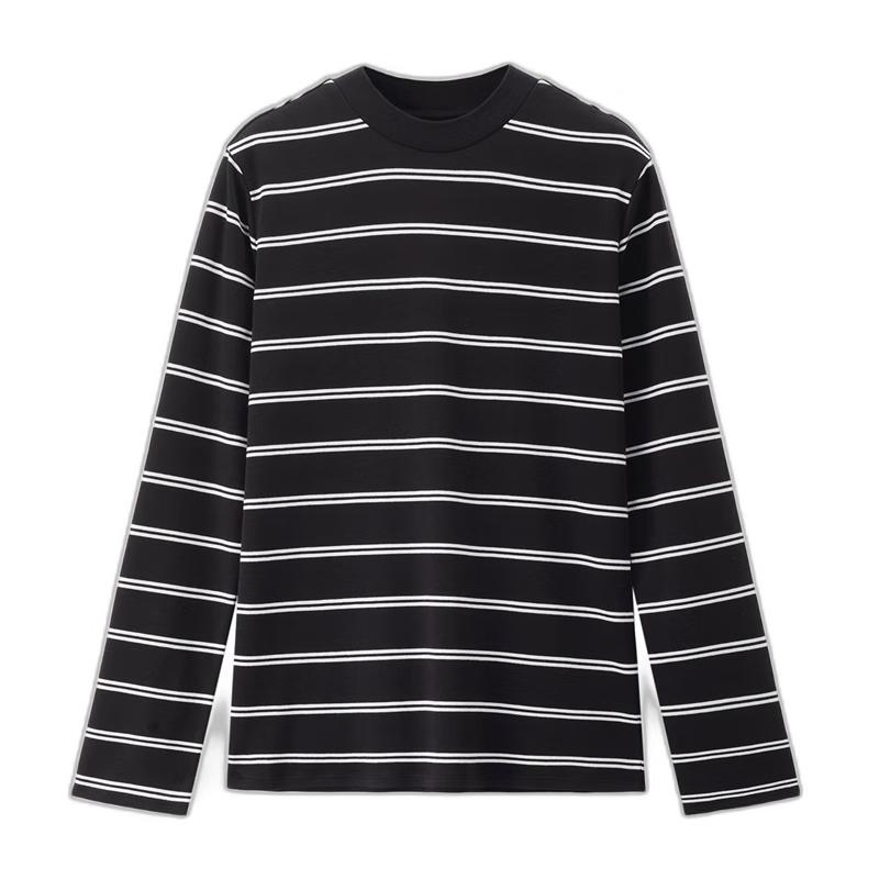 

Giordano Women s Striped Mock Neck Long Sleeve T-Shirt XL