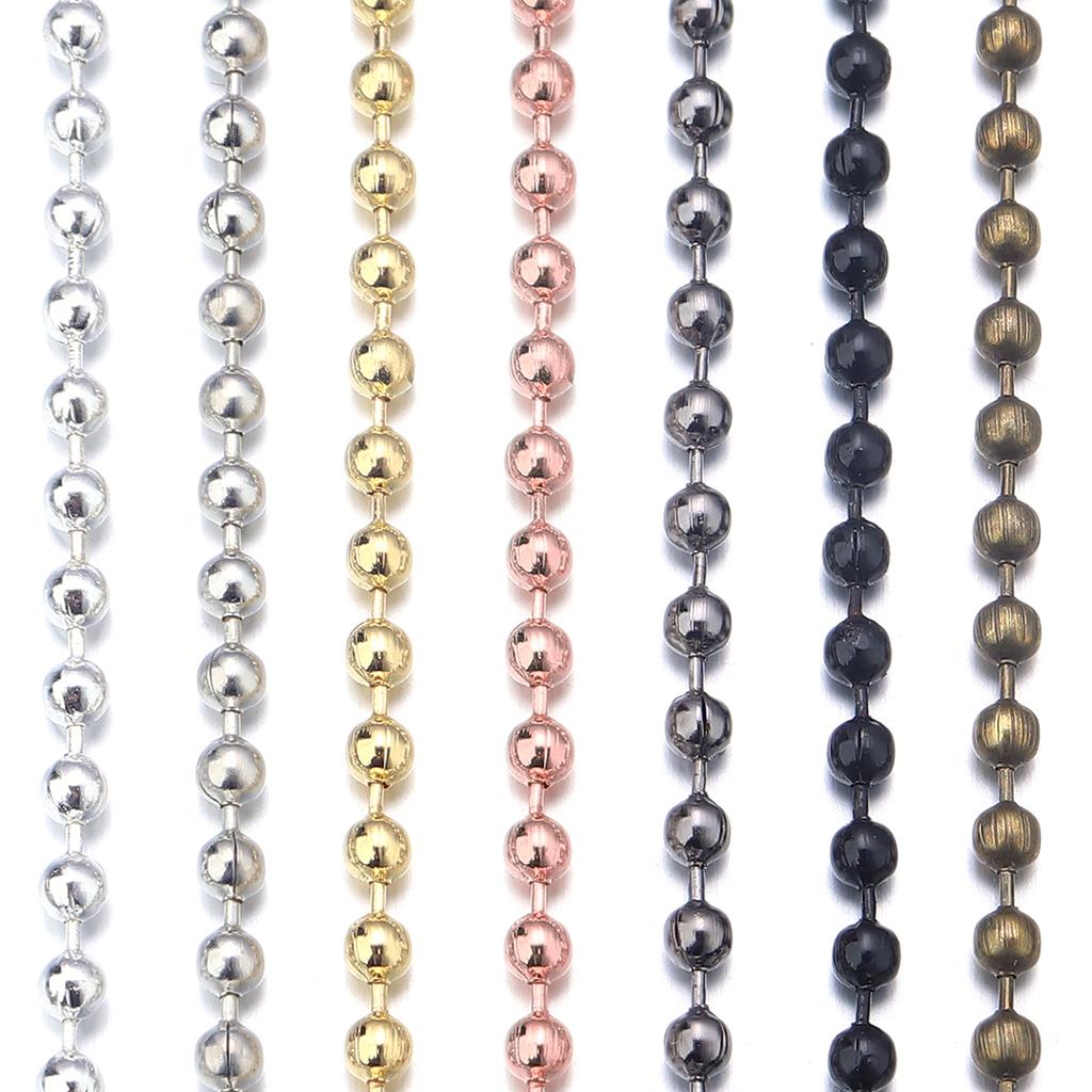 10 Yards/Rolle 1,5/2/2,4 mm Metall-Eisenkugel-Ketten Gliederketten Für DIY Schmuckherstellung Halskette Armband Zubehör Großhandel