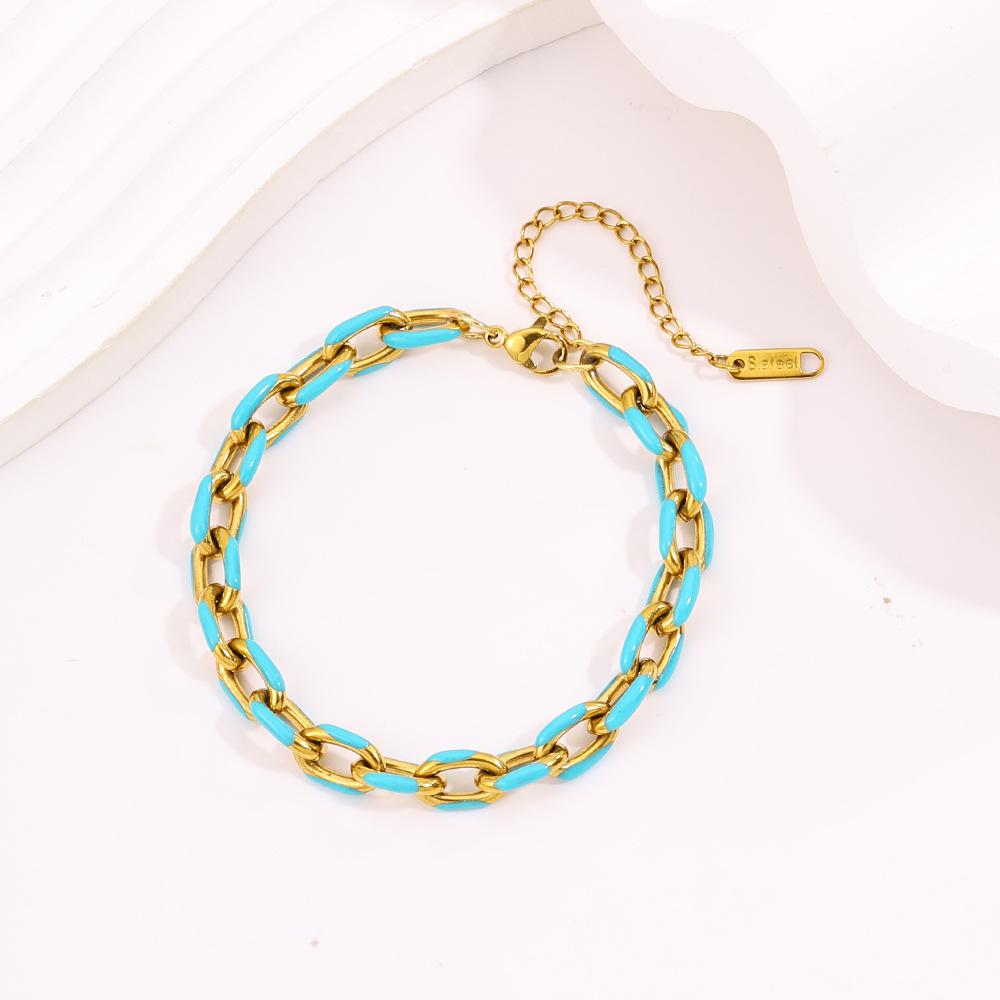 Fashion Small Fresh Enamel Bracelet, Girls' High-end Sense, Color Oil Drip Bracelet, Titanium Steel Does Not Fade, Direct Sale