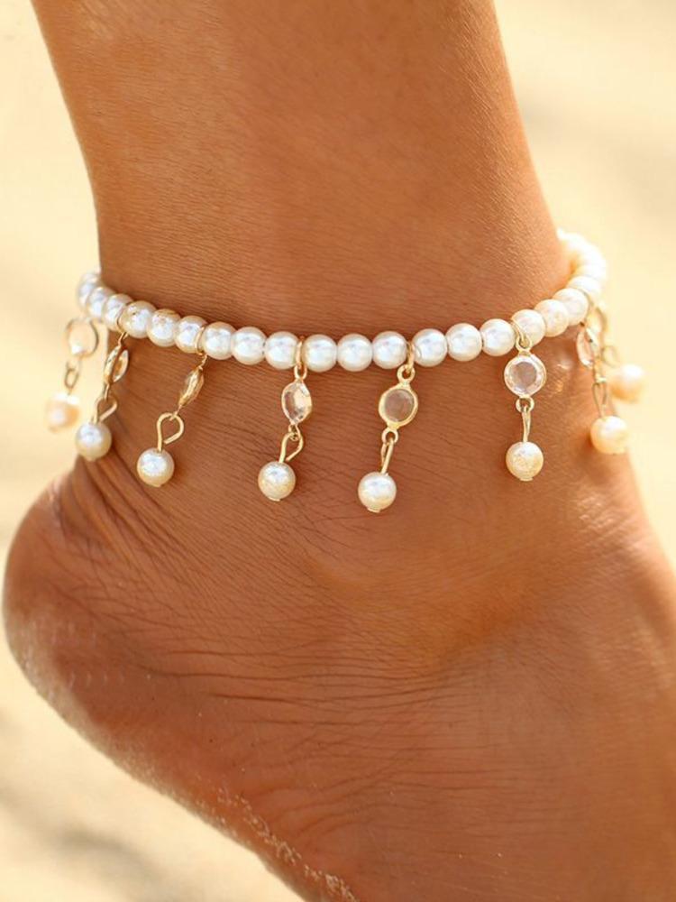 Nouvelle Mode Été Plage Chaîne de Pied Bijoux Pour Femmes Exquis Or Argent Couleur Strass Brillants Bracelets de Cheville Cheville