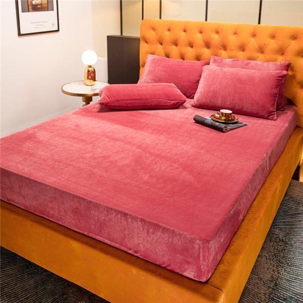 2024 Warm and Thick Elastic Fitted Sheets Adjustable Flannel Winter Mattress Cover Velvet Bed Linens Super Soft King Queen 180/200 Multi Sizes