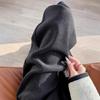 2024 Autumn/Winter Women's Black High-Waisted Woolen Wide-Leg Pants