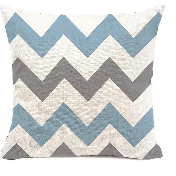 Federa cuscino geometrica lino blu lago bianco fodera cuscino divano decorazione casa può essere personalizzata per te 40x40 45x45 50x50 60x60
