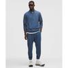 Lululemon Textured Double Knit Cotton Half Zip Heathered Blue Twill Black