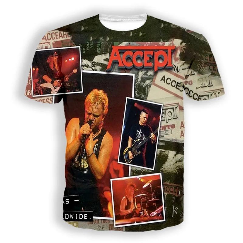 Vintage Men's T-shirt Classic Band Accept 3D Printed T Shirts Man Women Hip Hop Short Sleeve Tee Fashion Street Men Top Clothing