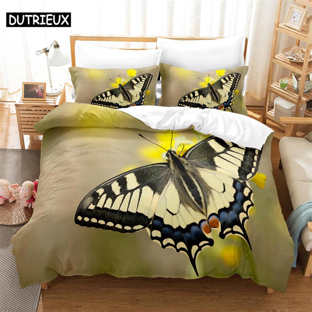 Butterfly Queen Bedding Set Duvet Cover Kids Bedroom Bed Set Comforter Cover Set King Size Duvet Cover Set Bedding Sets
