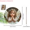 Beautiful Cherub Wooden Sign - Angle Guarding People Round Sign for Front Door Wall Hanging Decor - Ideal Home Hanging Decoration