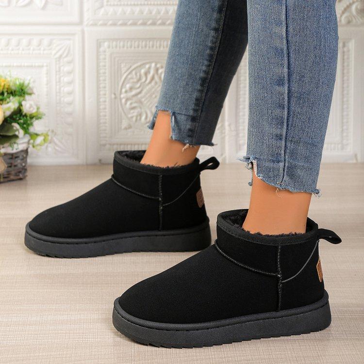 Autumn Winter Short Snow Boots for Women Solid Color Thicken Warm Cotton Shoes Woman Thick Bottom Non Slip Platform Botas Mujer