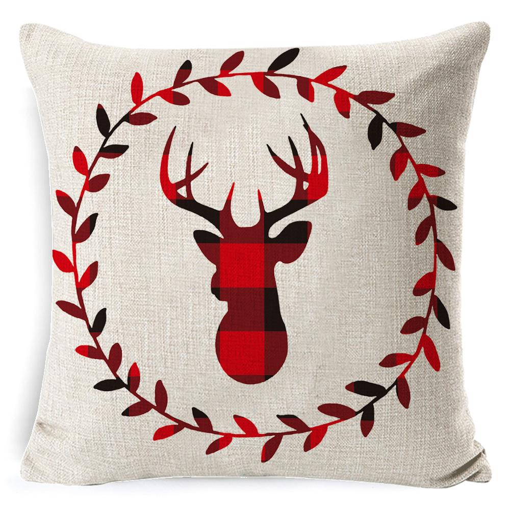 Christmas Linen Pillow Case Home Nap Lumbar Cushion Pillow Sofa Bedside Cushion Pillow Case