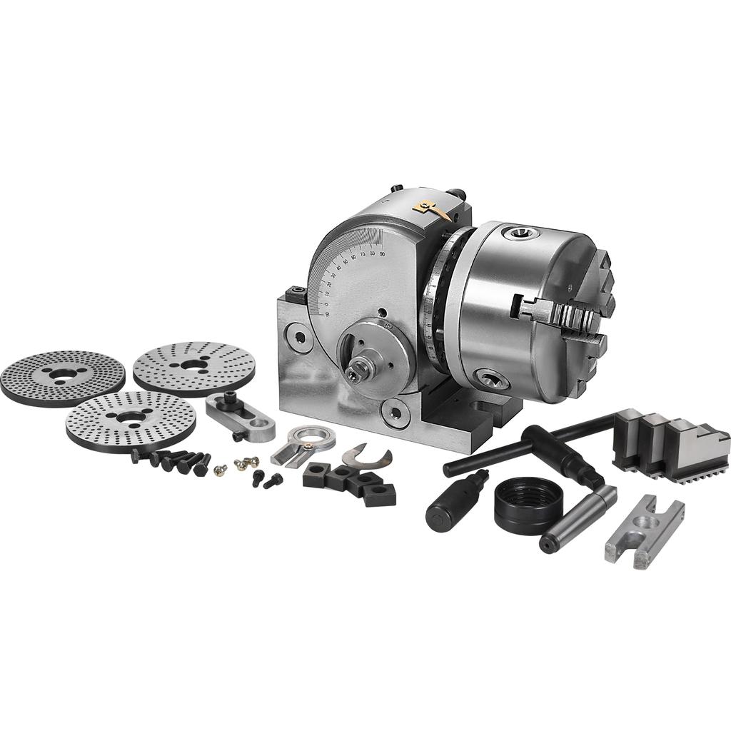 Dividing Head Precision Universal BS-4in/5in/6in 3-Jaw Indexing Head Tailstock & Chuck for Drilling Milling Grinding