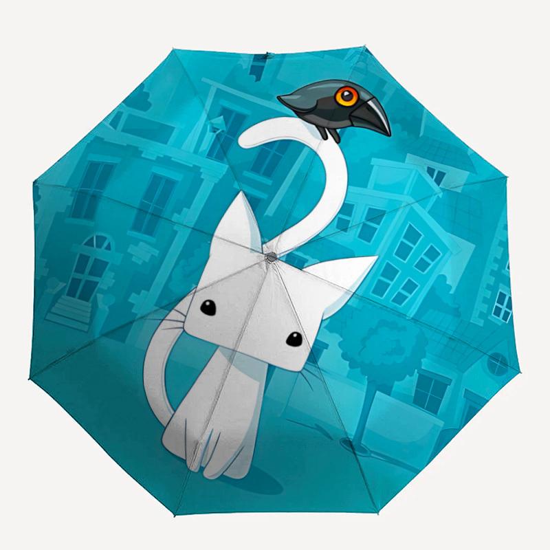 

1pc Cat Crow Automatic Open/close, All-Season Portable Folding Umbrella, Travel, Everyday, Formal Events - Compact Luxury Parasol, Outdoor Accessory,