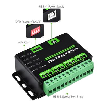 Usb To 4-Way RS485 Converter Industrial Grade For Multi-System Compatibility for Various Applications