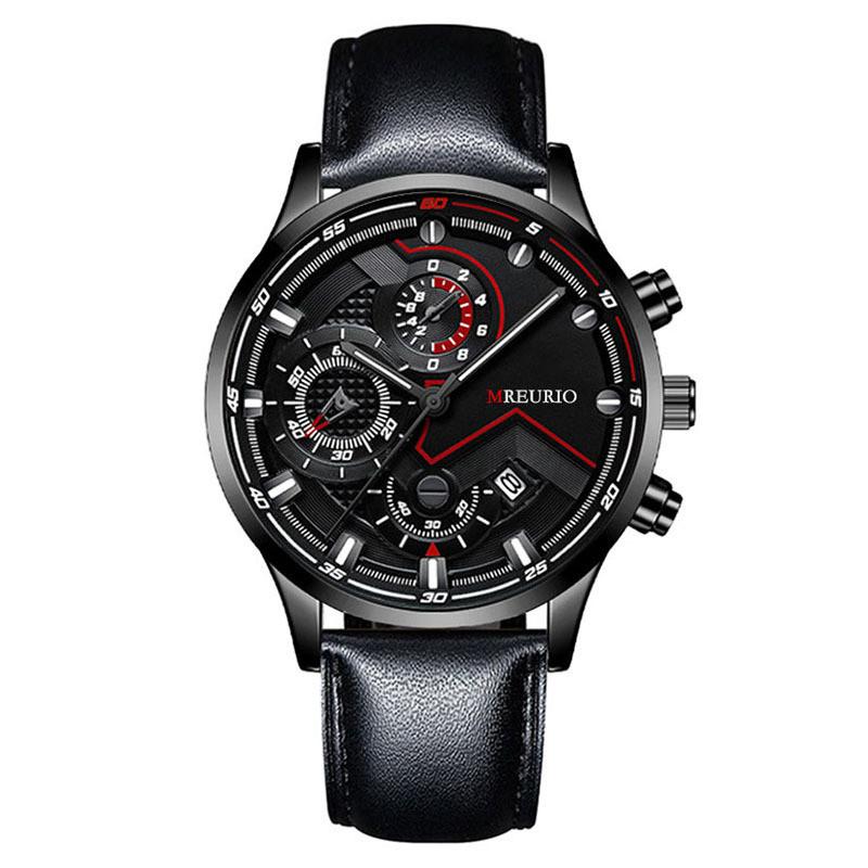 

Mens Fashion Quartz Watch With Leather Strap Calendar Function For Business And Casual Wear StyleA