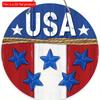 2D flat 20*20cm1pc USA Flag Theme Red&White&Blue stripes Star elements Round ornament, Patriotic Independence Day Welcome Sign For Wall, Simple