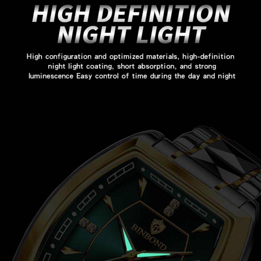 BINBOND B400 Top Brand Quartz Waterproof Watches For Men Luxury Diamond Dial Elegant Stainless Steel Luminous Business Men Watch
