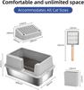 Extra Large Stainless Steel Cat Litter Box High Side Anti-Leak Litter Tray With Secure Lid And Litter Scoop
