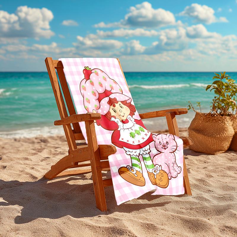 1pc Strawberry Princess6 Beach Towel, Comfortable and Thick, and Swimming/Bath/Picnic/Camping Towel, Suitable for Seaside Beaches