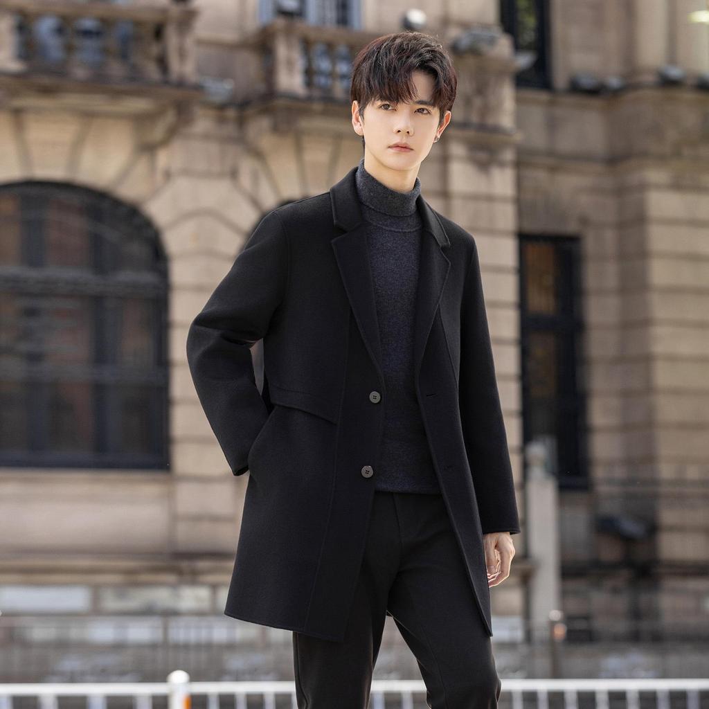 Men's AZ6645 Double-Sided Wool Coat, Mid-Length Korean Style, High-End Suit Jacket for Autumn/Winter 2025