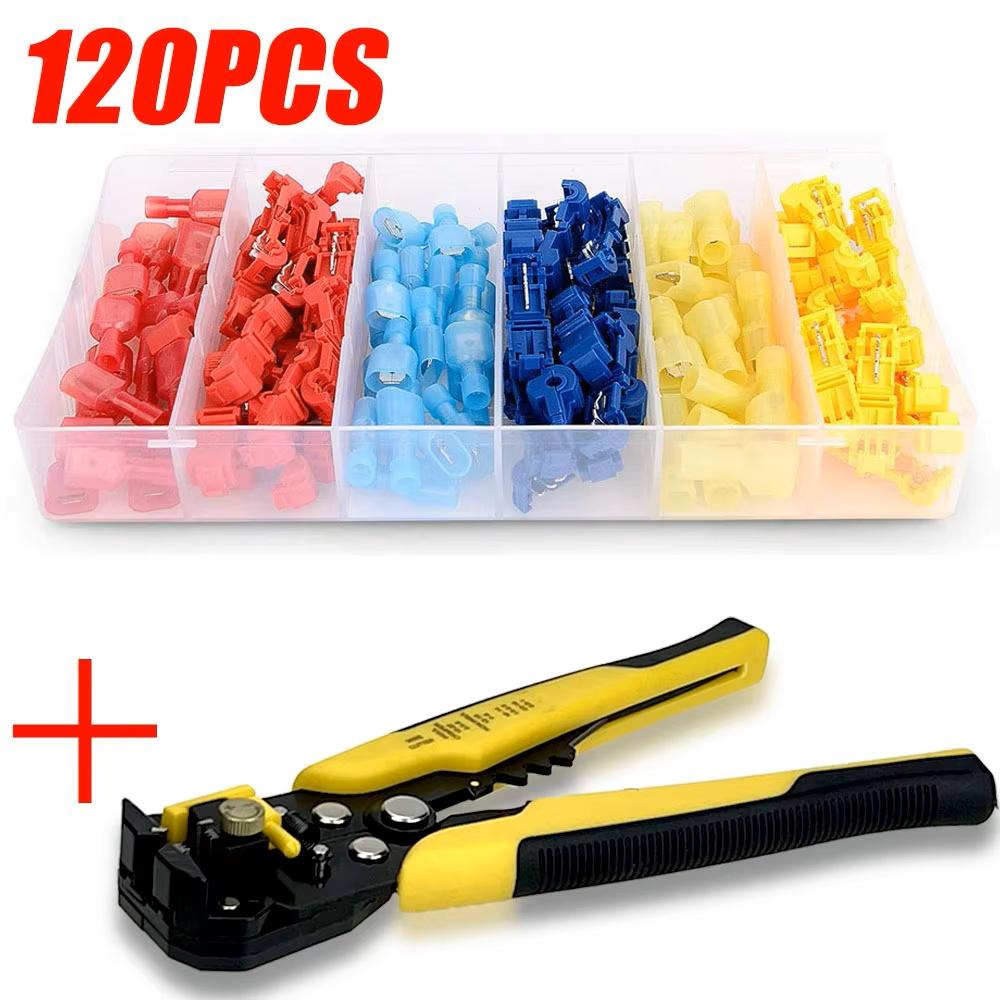 60-480PCS T Tap Wire Connectors Kit Electrical Connectors Kit Spade Terminals Quick Splice Disconnect Wire Taps (22-10 AWG)