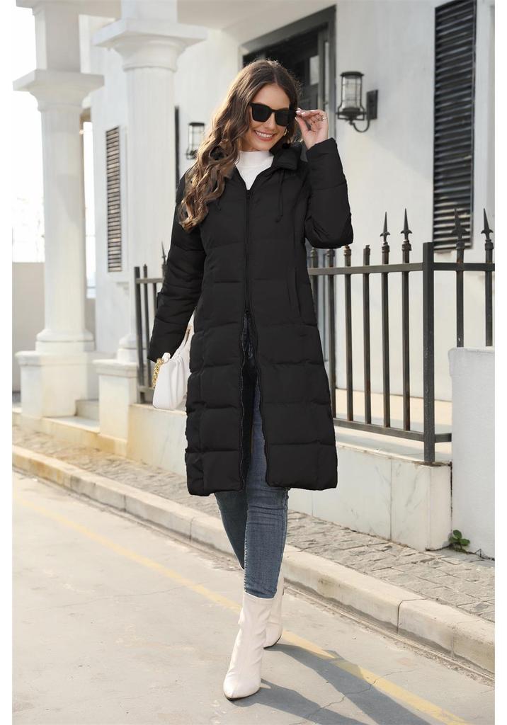 Women's Winter Hooded Slim-fit Mid-length Cotton Jacket
